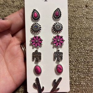 6 piece earring set (southwestern pink)